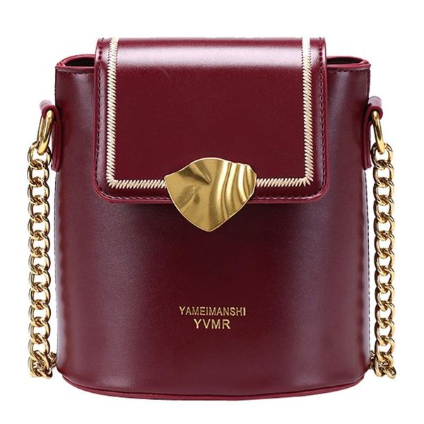 

women shoulders handbag 2020 fashion buckle letter purse mobile phone shopping bag girl black leather chain bucket bags