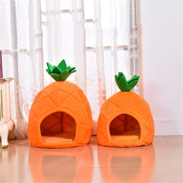 

pet creative cute pineapple shaped dog cat house sleep basket cats puppy dogs bed foldable kennel sofa kennel cave supplies