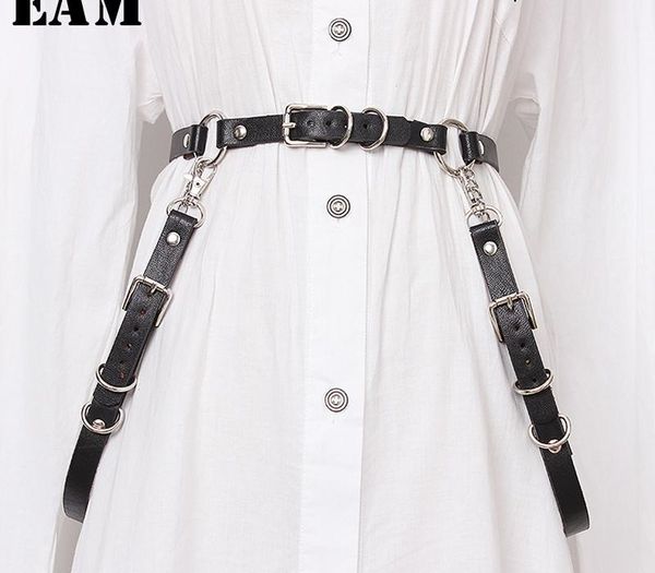 

eam] 2020 new spring summer pu leather black buckle split joint personality long belt women fashion tide all-match jx463, Black;brown