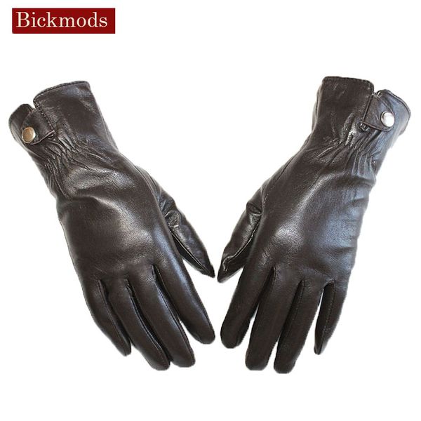 

women' leather gloves plus cashmere warm autumn and winter outdoor electric bike riding and driving color sheepskin gloves, Blue;gray