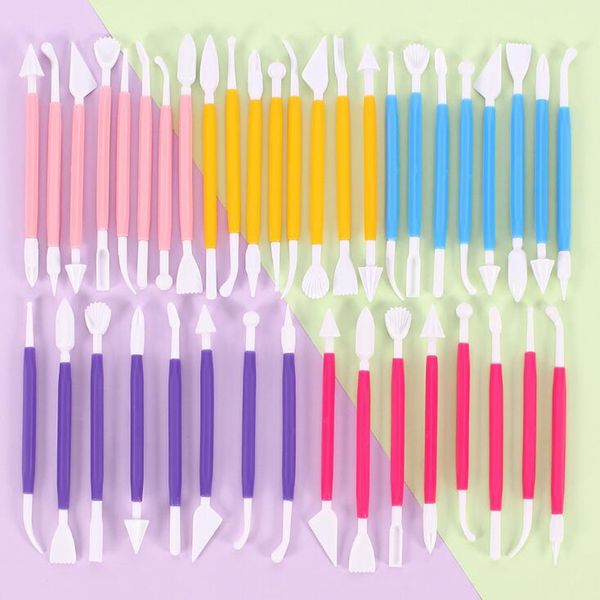 200sets 8PCS / set Tools Faca gravura Fondant Caneta gravada Colar Flor Bolo Mold Baking Biscuit Fondant DIY Decoração Ferramenta