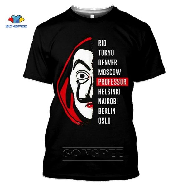 

summer la casa de papel money heist tv series house of paper 3d print shirts graphic harajuku horror men clothing
