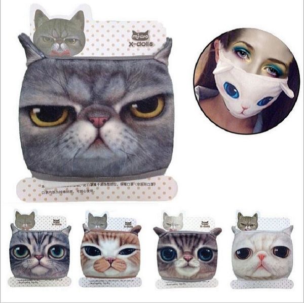 

3d cartoon cute cat dog mask personality washable reusable cotton dustproof mouth face mask for women men party diy masks