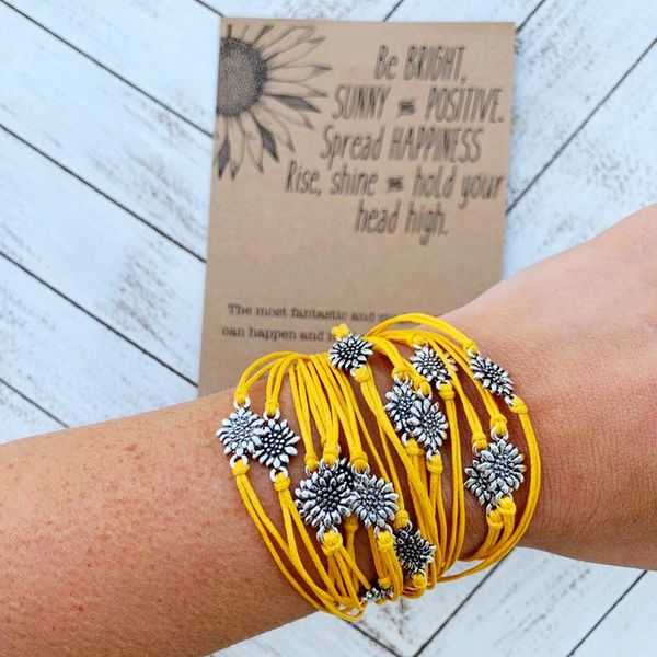 

charm bracelets wholesale 12 pcs sunflower quotes wedding braismaid bracelet women friendship ins fashion, Golden;silver