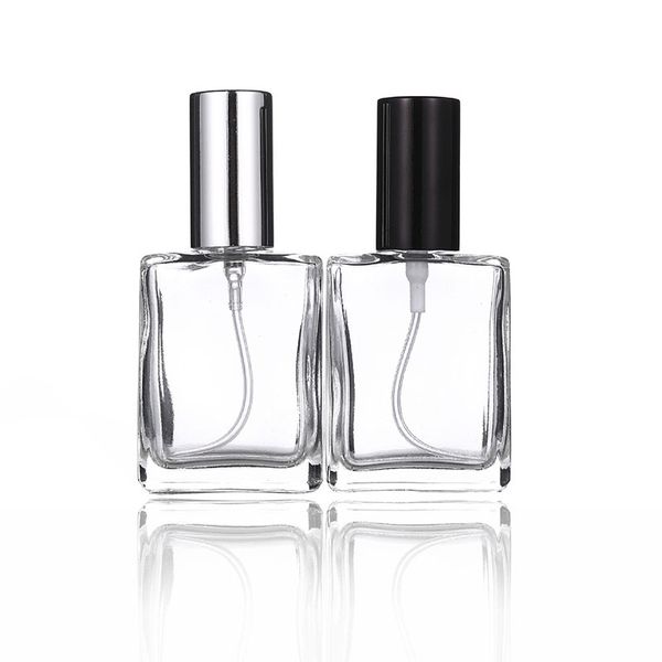 

flat square transparent glass perfume spray bottle cosmetic spray empty bottle