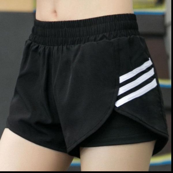 

women slash printed casual active shorts fake two elastic fitness short pant quick dry breathable exercise shorts, White;black
