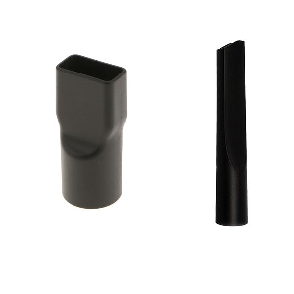 

black 32mm dia. round to square neck vacuum cleaner adapter and crevice tool
