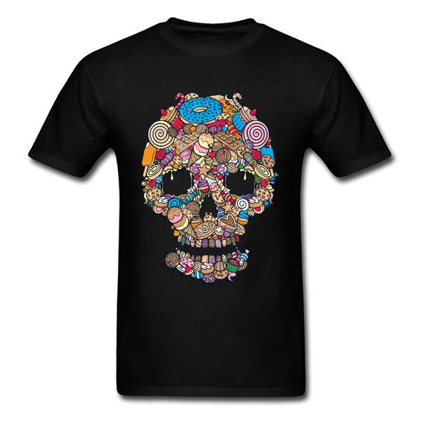 

creative sugars dessert skull structure image t shirt for men funny design fashion tees r men's pure cotton t-shirt