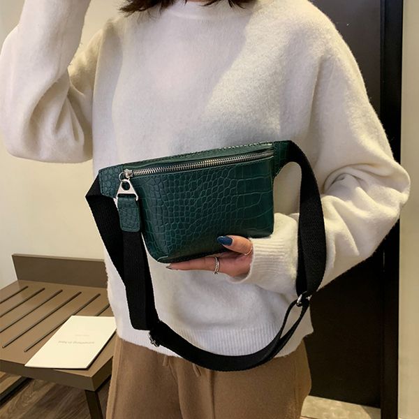

fashion women chest bag leather clutch female pu leather handbag casual women's shoulder bags crocodile pattern crossbody bag