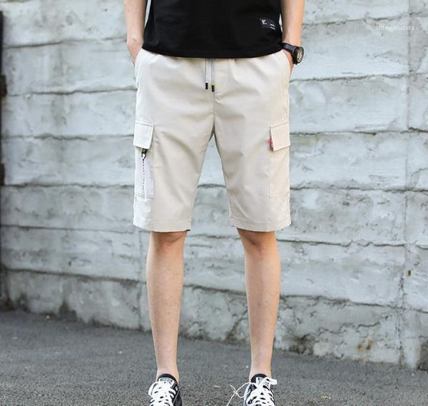 

zipper mens shorts casual fashion summer knee length male pants comfortable breathable mens shorts plus multipocket, White;black