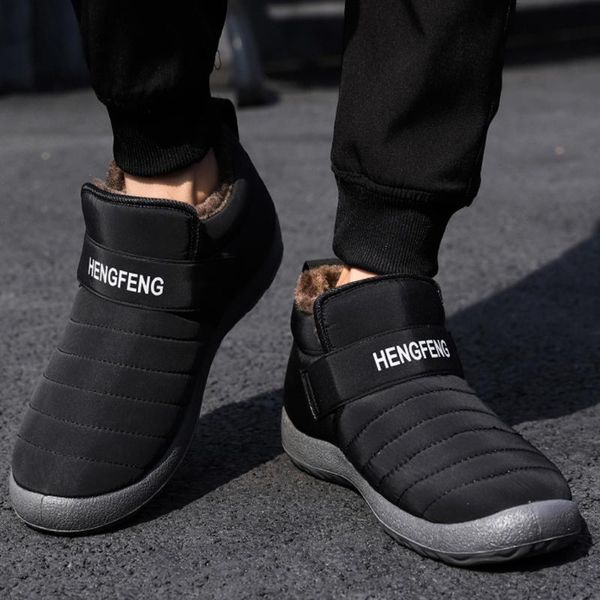 

men boots winter men shoes warm fur snow boots plush inside anti skid bottom waterproof black men#3