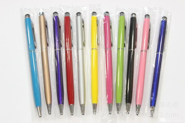 

11 color 2 in 1 touch pen capacitive stylus ballpoint pen capacitive universel for iphone 7 samsung s8 s8plus smart phones ing