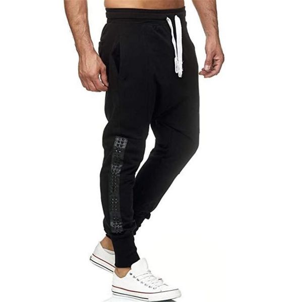 

designer mens printed pants fashion patchwork loose long trousers autumn mens casual active streetstyle clothing, Black