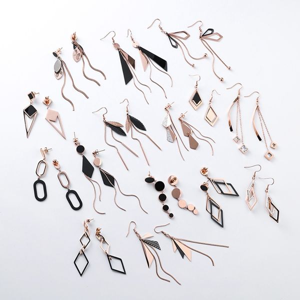 

2020 korean stainless steel earrings geometric earrings for women long dangle brincos ear jewelry pendientes mujer girls gift, Silver