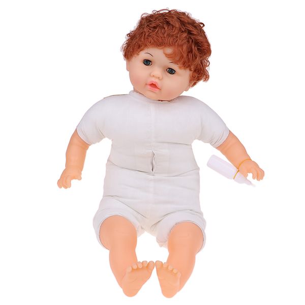 

lifelike stuffy boy doll newborn soft rubber reborn doll in white clothes