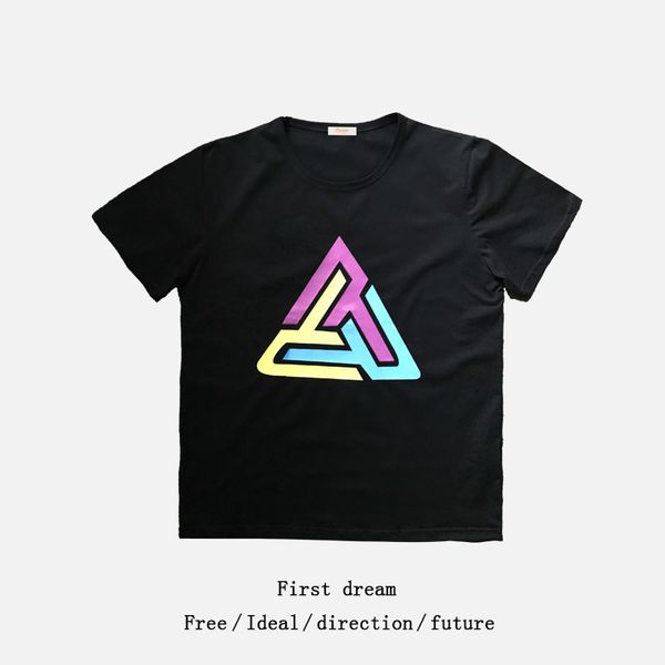 

graphic men t shirt causal letters t-shirt men women black pyramid crew neck tee shirt chris brown street style discount