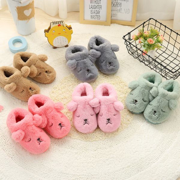 

1 пар 5-цветного теплые тапочки хлопка теплых дети обуви дети мальчик и девочка, Black;grey