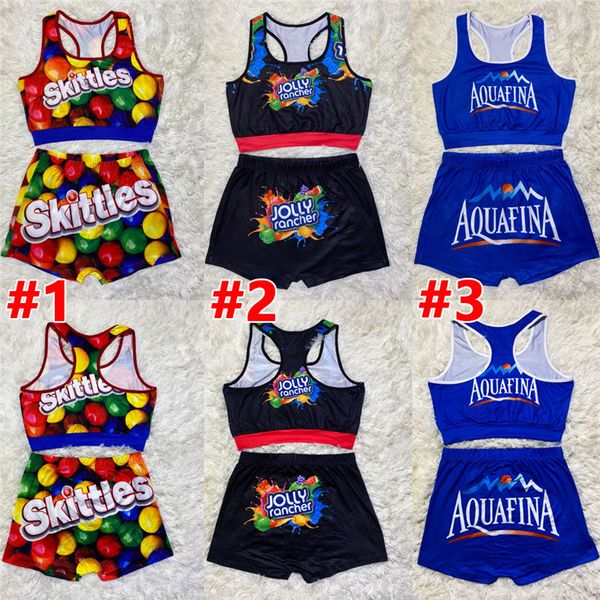 

women biker tracksuit 2 piece set sleeveless tank mini shorts summer cycling clothes sports jogger suits letter print outfits, White