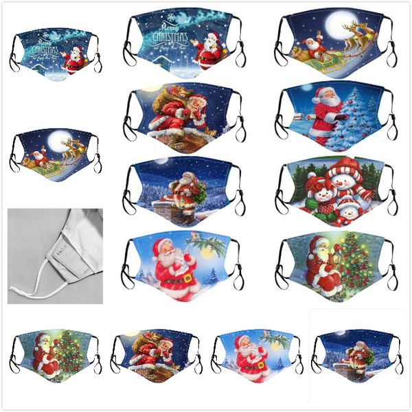 

2020 christmas fashion face mask dust-proof breathable elk printing cotton mask adjustable reusable xmas face masks