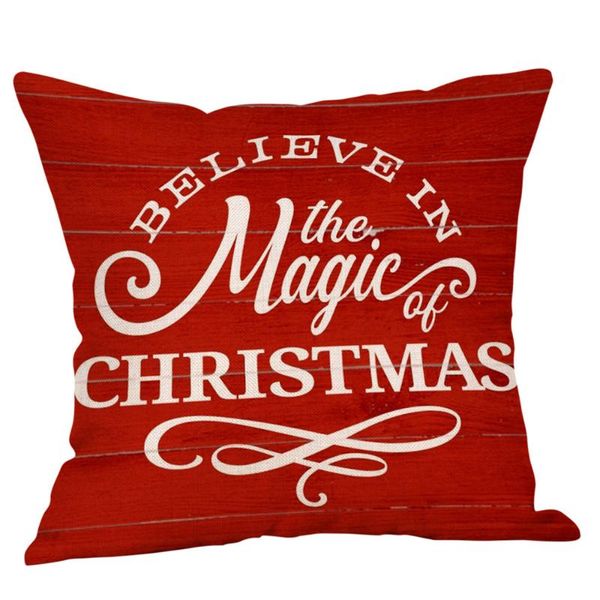 

Happy Christmas Pillow Cases Linen Sofa Cushion Cover Home Decor Pillow Case CD