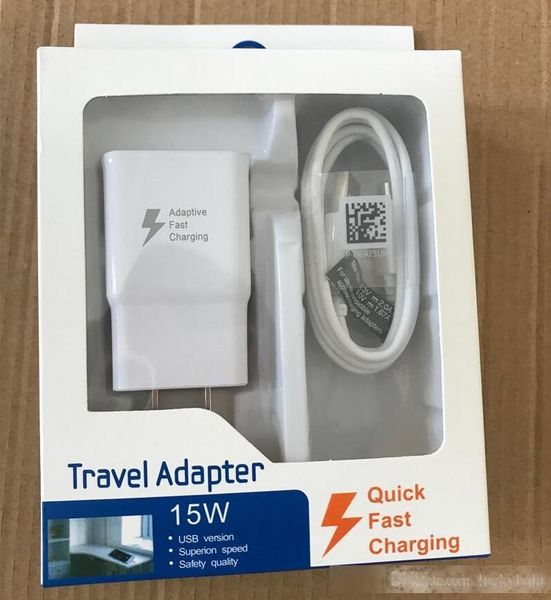 

2in1 adaptive fast charging travel adapter wall charger for samsung galaxy s6 s7 plus 9v/1.67a &usb micro v8 cable with package