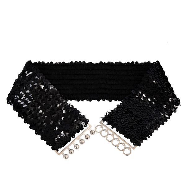 

black new lady fashion sequins elastic stretch shinning waist band casual belt, Black;brown