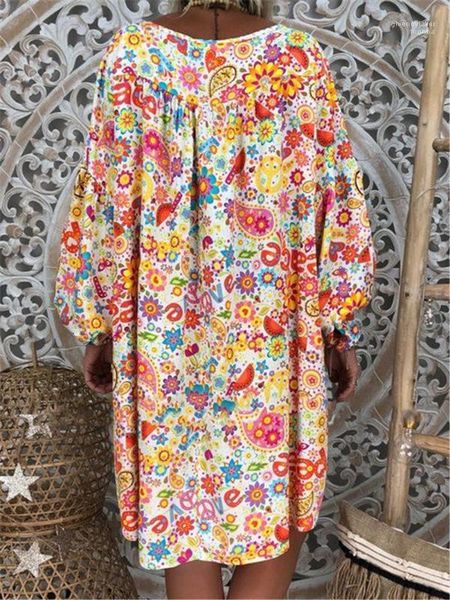 

v шеи длинным рукавом свободные платья 5xl плюс размер платья мода цветочный печати короткие платья дизайнера, Black;gray