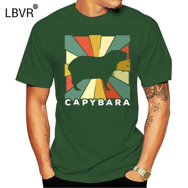 

fashion mens short sleeve t shirt men classic capybara lover vintage retro animal men round neck cool man's t shirt