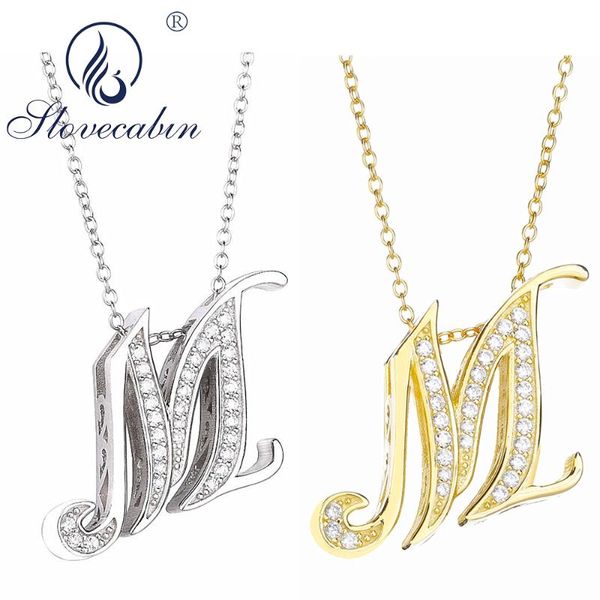 

slovecabin 925 sterling silver 2020 letter m y ожерелье золота длинные цепи clear cz кристалл японские мужчины женщины jewelry