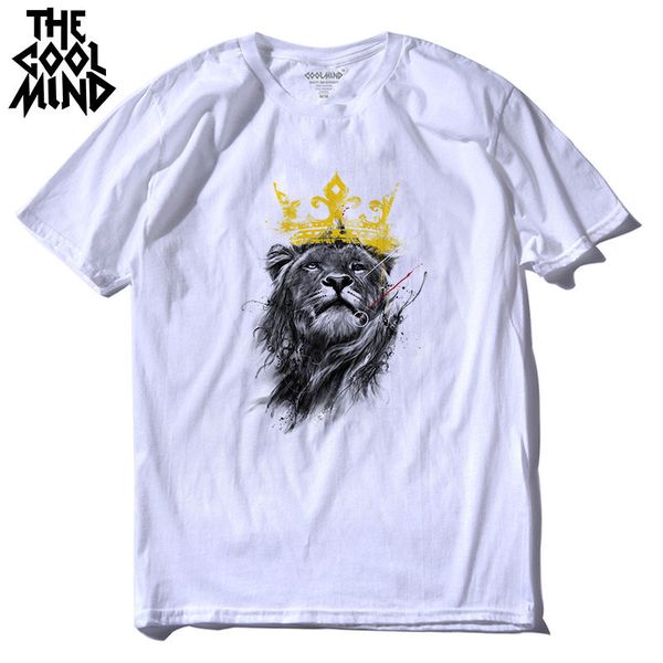 

the coolmind new design fashion 100% cotton o-neck lion printed t shirt for men summer short sleeve casual men tshirt tees