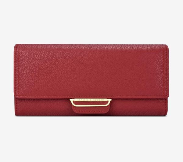 

women's wallet multifunctional fashion simple handbag clutch bags multi card wallet purse, Red;black