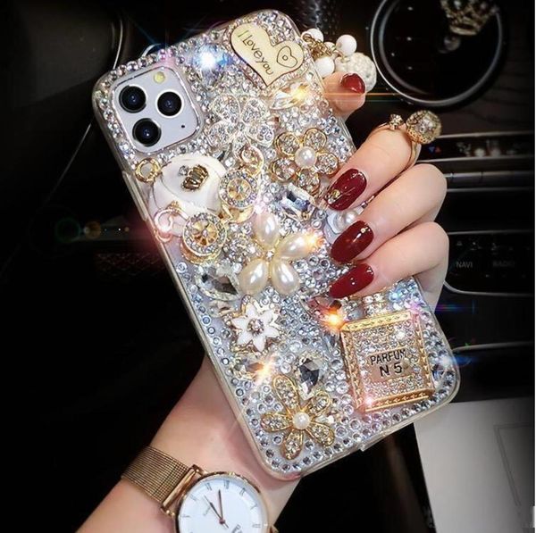 

full diamond phone case for iphone xs max 11pro perfume bottle back cover pumpkin for iphone7 8plus 6s