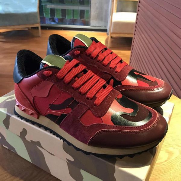 

горячие новые ботинки [оригинальная коробка] мода stud камуфляж кроссовки обувь обувь мужчины женщина flats rockrunner тренеры 22, Black