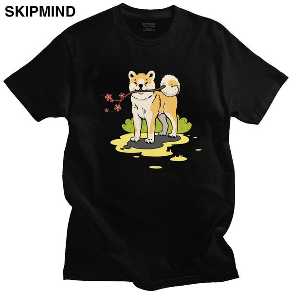 

unique funny akita inu t-shirt men short sleeve japanese doggie tee shirt o-neck pure cotton dog lover tshirts merch gift idea