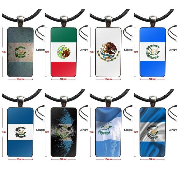 

pendant necklaces guatemala flag other country flags design fashion vintage glass women rectangle necklace pendants for wedding, Silver