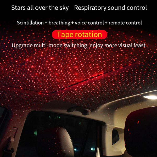 

onever waterproof night auto led projection light car usb decorative atmosphere lights armrest star neon light voice control