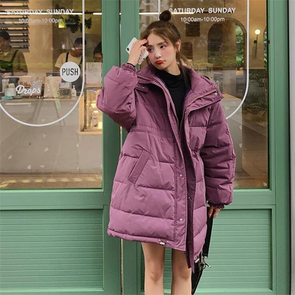 

women's down & parkas 2021 winter jacket women fashion stand collar oversize chic coat loose warm hooded parka long, Black