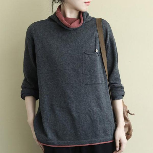 

leisure sweater women clothes 2020 new autumn turtleneck full sleeve pullovers casual all-match loose women sweaters, White;black