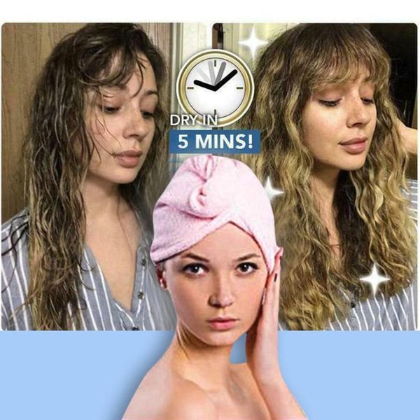 

women / men towel cap quick dry hair wrap microfiber cap bathing magic drying hat
