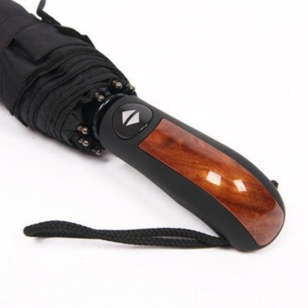 

palonyfully matic folding wooden handle leather handle black business luxury carwindproof mens 10k sunny and rainy umbrella bbybco