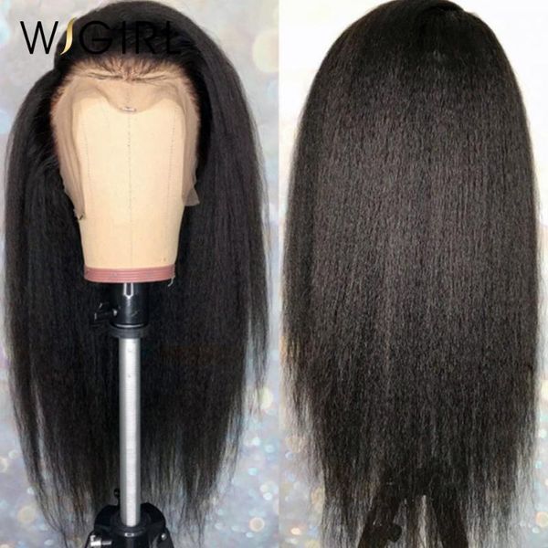 

lace wigs wigirl kinky straight front human hair brazilian remy 360 frontal wig yaki for black women, Black;brown