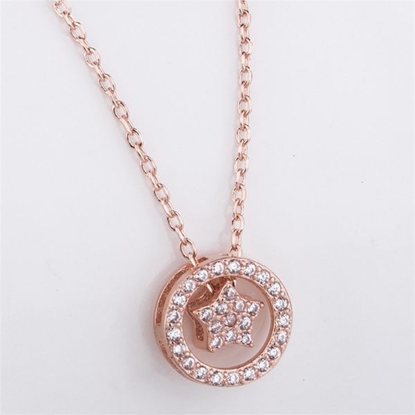 

s925 sterling silver diamond star necklace women's japanese and korean simple choker circle pendant elegant all-match accessories gift