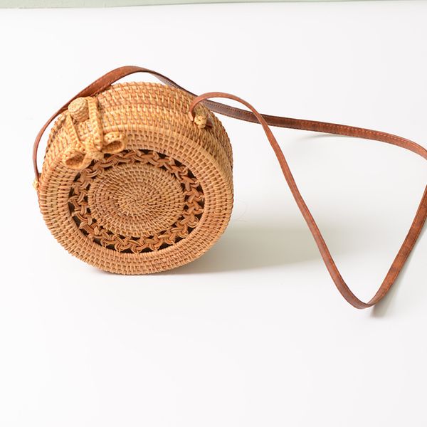 

shoulder bags rattan ins hollowed out basket antique art hand woven pu belt