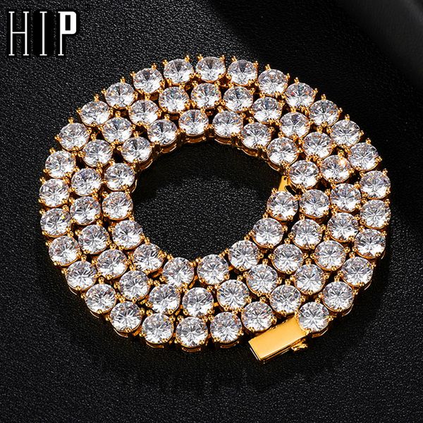 

hip hop 1 row tennis chain cz stone 3/4/5/6mm bling iced out gold silver color cubic zircon necklaces for men jewelry