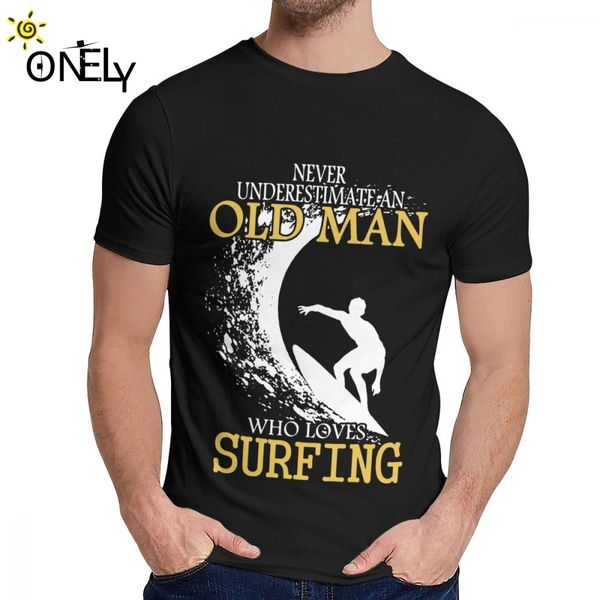 

for men t-shirt underestimate surfing old man slim casual o-neck retro t shirt