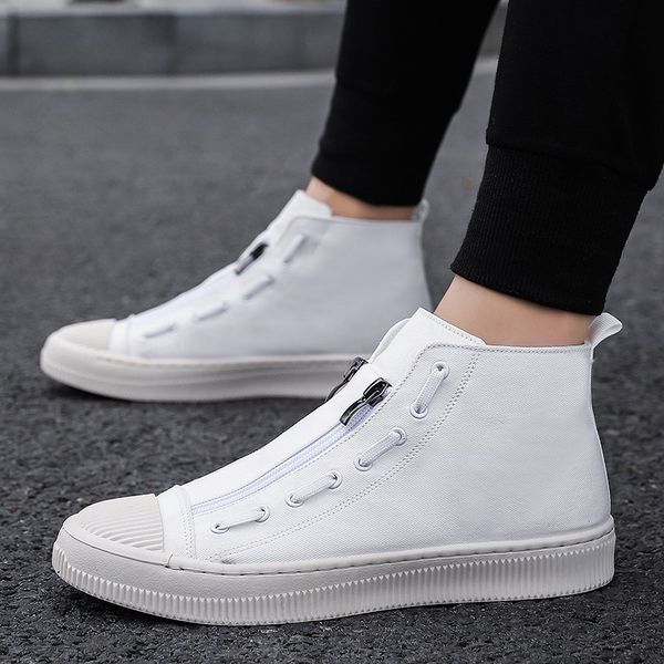 

canvas shoes men vulcanize chunky sneakers high 2020 white/black sneakers shoes for men spring canvas sneaker
