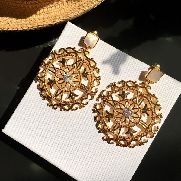 

new big design gold color jewelry big flower vitage earrings flower earrings luck clover design wedding party stud earrings, Golden;silver