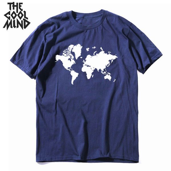 

coolmind summer loose 100% cotton world map print men t shirt casual loose men t-shirt cool knitted men tshirt male tee shirt