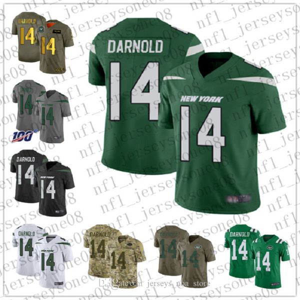 

2020 Custom Mens women youth new york jets 14 Sam Darnold 20 Marcus Maye white Football 100th Season Vapor Limited Jersey