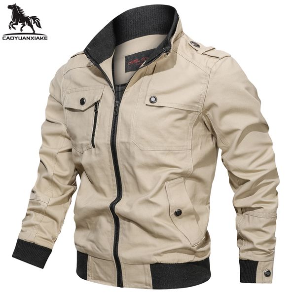 

windbreaker jacket men spring autumn windbreakers men pilot coat splicing mens bomber jackets cargo flight jacket man's clothing, Tan;black